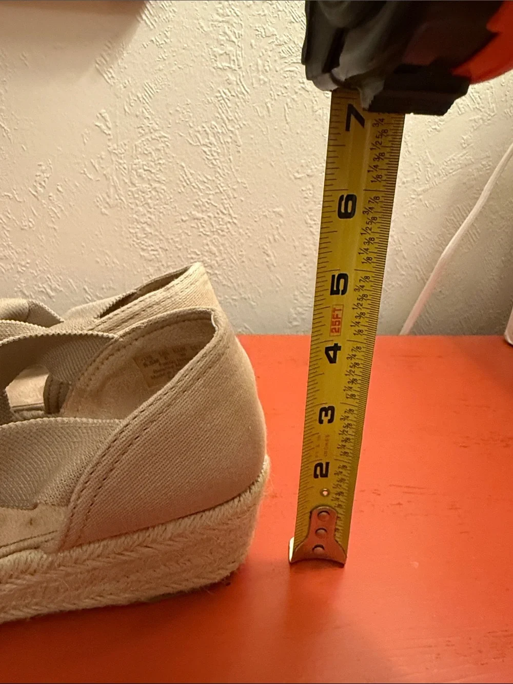 Life Stride Kascade Tan Beige Espadrille Wedge with Ankle Bow size 8.5